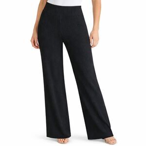 Betabrand Pinstripe Flare Leg Yoga Dress Pants Black White M Long